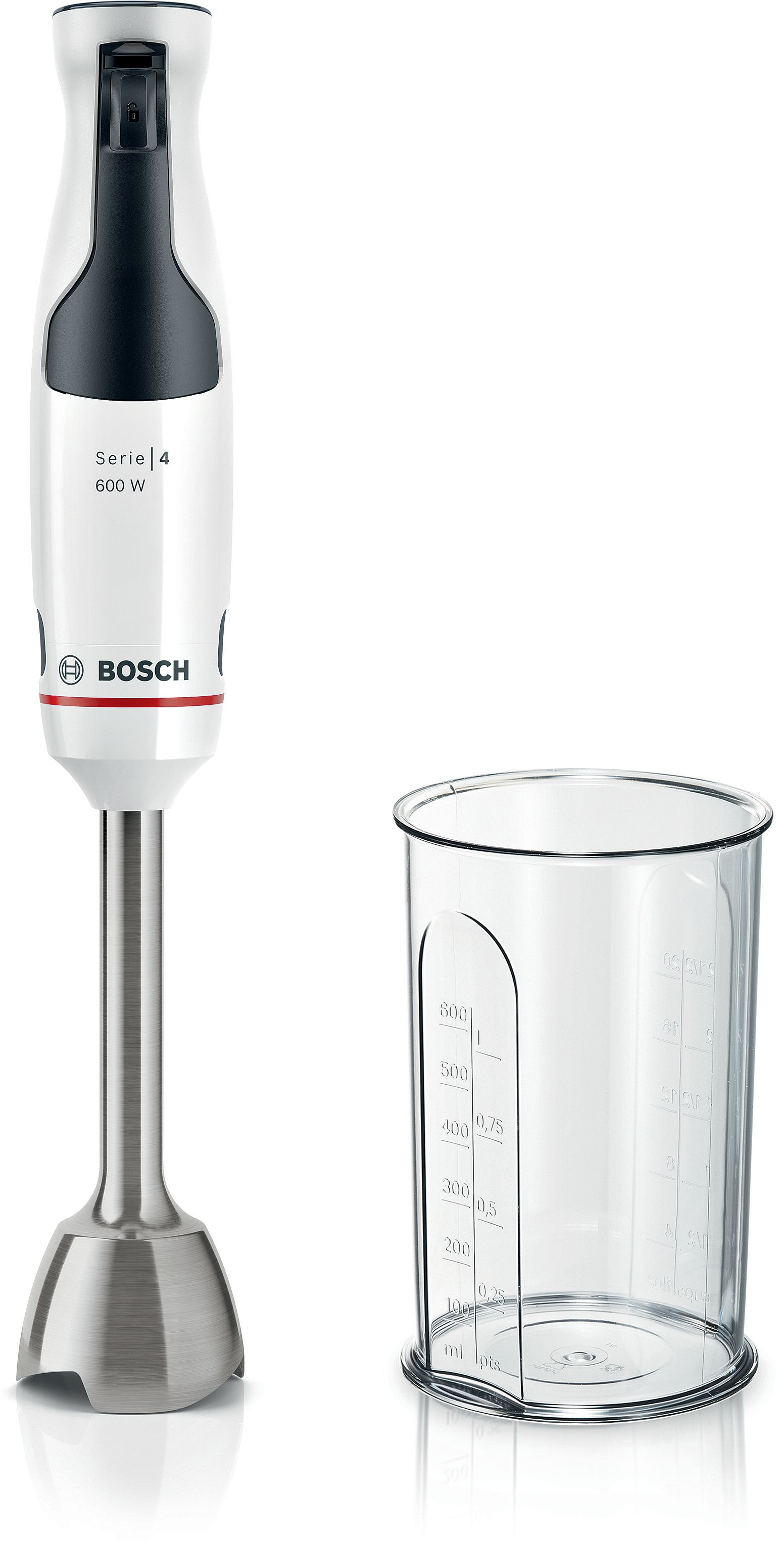 Bosch Serie 4 MSM4W210 frullatore 0,6 L Frullatore ad immersione 600 W  Nero, Bianco MSM4W210 - Frullatori 
