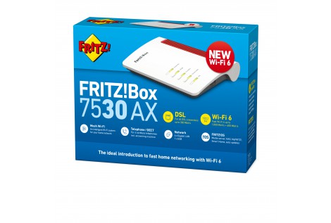AVM FRITZ!Box 7530 AX router wireless Gigabit Ethernet Dual-band (2.4 GHz/5 GHz) Rosso, Bianco 20002944