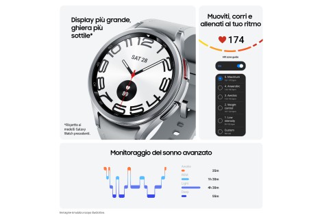Samsung Galaxy Watch6 Classic Smartwatch Fitness Tracker Ghiera Interattiva in Acciao Inox 47mm Silver SMR960NZSAITV